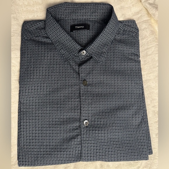 Theory Zack s trace print button down short sleeve Shirt cotton - Picture 8 of 8